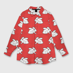 Мужская рубашка oversize 3D Секс кролики на красном
