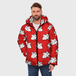 Мужская зимняя куртка 3D Секс кролики на красном - фото 2