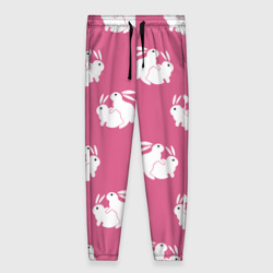 Женские брюки 3D Сексуальные кролики на розовом