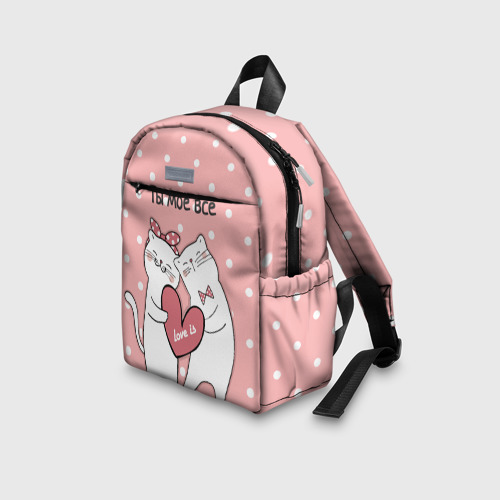 Детский рюкзак 3D с принтом Котята с сердечком - love is, вид сбоку #3