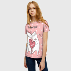 Женская футболка 3D Котята с сердечком - love is - фото 2