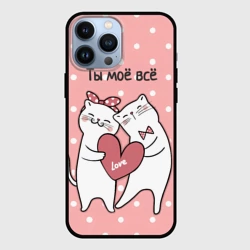 Чехол для iPhone 13 Pro Max Котята с сердечком - ты моё всё