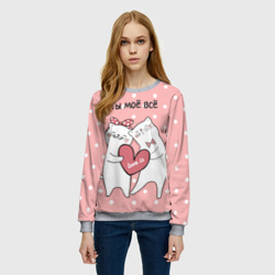 Женский свитшот 3D Котята с сердечком - ты моё всё - фото 2