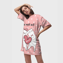 Платье-футболка 3D Котята с сердечком - love is - фото 2