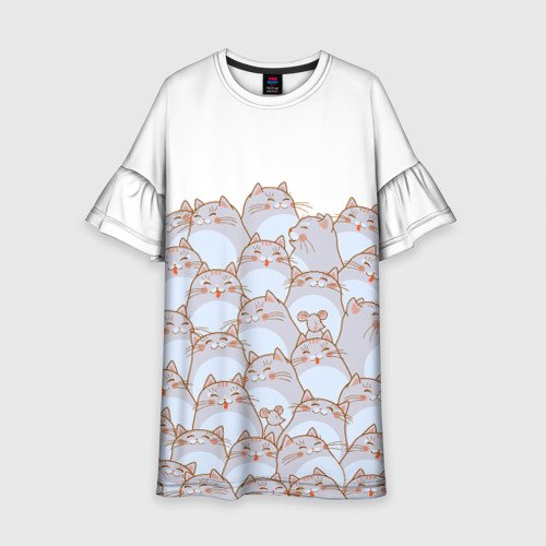 Детское платье 3D с принтом Коты и мыши, вид спереди #2