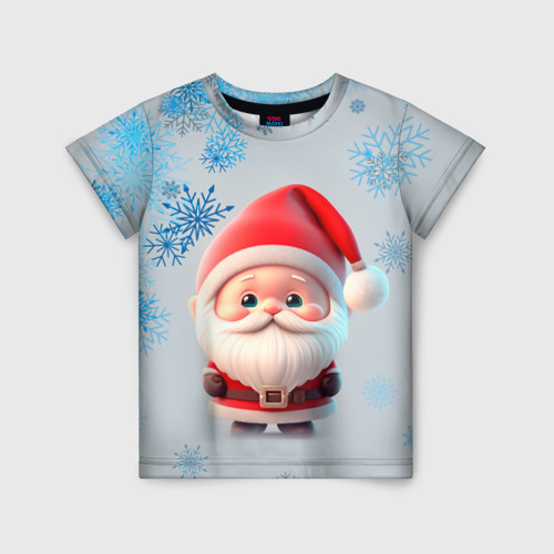 Детская футболка 3D Дед мороз и много снежинок, цвет 3D печать