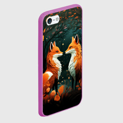 Чехол для iPhone 5/5S матовый Две лисоньки в стиле Folk Art - фото 2