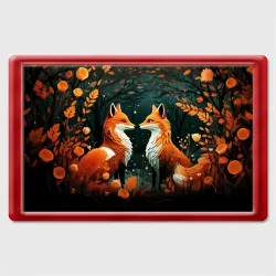 Магнит 45*70 Две лисоньки в стиле Folk Art