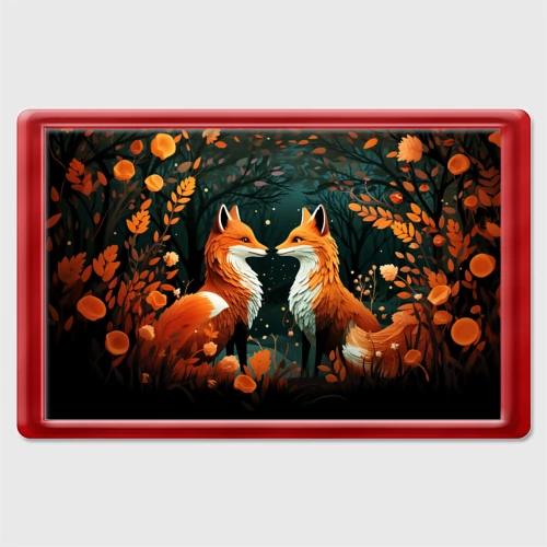 Магнит 45*70 Две лисоньки в стиле Folk Art