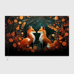 Флаг 3D Две лисоньки в стиле Folk Art