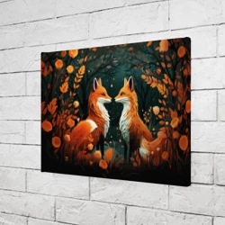 Холст прямоугольный Две лисоньки в стиле Folk Art - фото 2