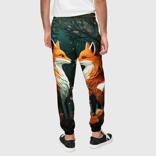 Мужские брюки 3D Две лисоньки в стиле Folk Art, цвет 3D печать - фото 5