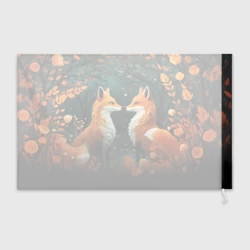 Флаг 3D Две лисоньки в стиле Folk Art - фото 2