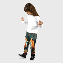 Детские брюки 3D Две лисоньки в стиле Folk Art - фото 2