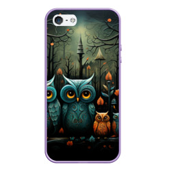 Чехол для iPhone 5/5S матовый Совы в стиле Folk Art