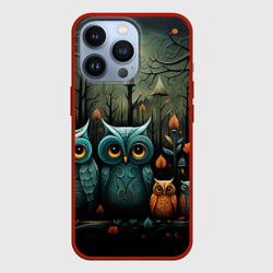 Чехол для iPhone 13 Pro Совы в стиле Folk Art