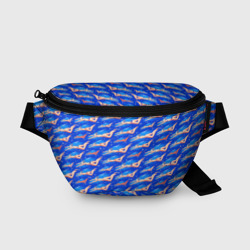 Поясная сумка 3D Плывущие девушки на синем