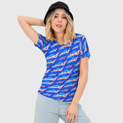 Женская футболка 3D Slim Плывущие девушки на синем - фото 2