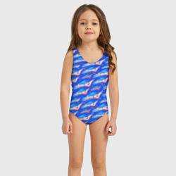 Детский купальник 3D Плывущие девушки на синем
