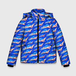 Зимняя куртка для мальчиков 3D Плывущие девушки на синем