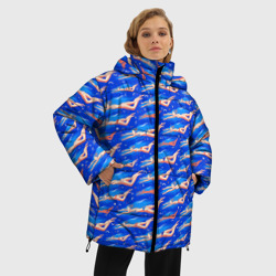 Женская зимняя куртка Oversize Плывущие девушки на синем - фото 2