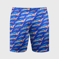 Мужские шорты спортивные Плывущие девушки на синем