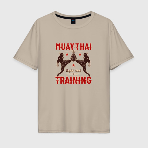 Мужская футболка хлопок Oversize с принтом Тайский Бокс - тренинг, вид спереди #2