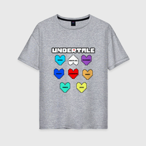Женская футболка хлопок Oversize с принтом Undertale - души 8 людей, вид спереди #2
