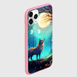 Чехол для iPhone 11 Pro Max матовый Волк в ночном лесу в folk art стиле - фото 2