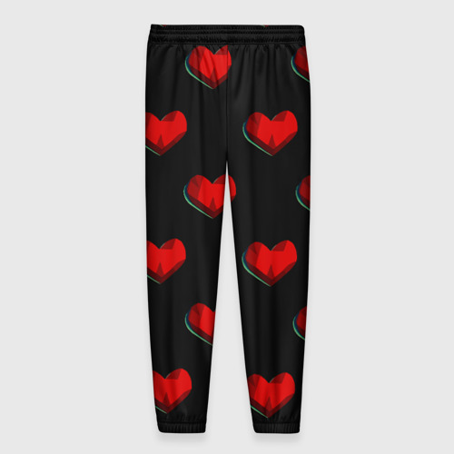 Мужские брюки 3D Красные сердца полигоны, цвет 3D печать - фото 2
