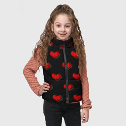 Детский жилет утепленный 3D Красные сердца полигоны - фото 2