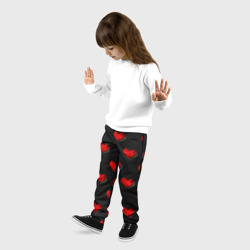 Детские брюки 3D Красные сердца полигоны - фото 2