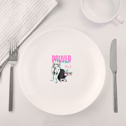 Набор: тарелка кружка с принтом Пауэр арт для любого человека, вид спереди №4. Цвет основы: белый