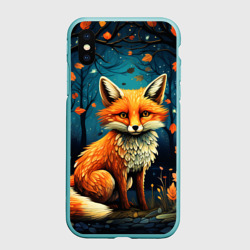 Чехол для iPhone XS Max матовый Лиса в Folk Art стиле