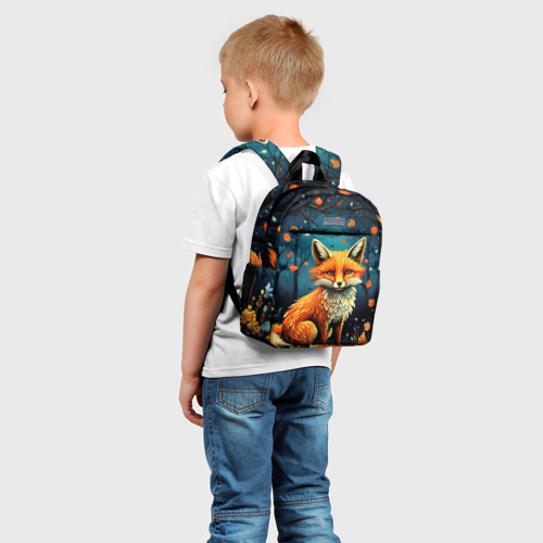 Детский рюкзак 3D с принтом Лиса в Folk Art стиле, фото на моделе #1