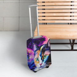 Чехол для чемодана 3D Живописный космический портрет трехцветной кошки - фото 2