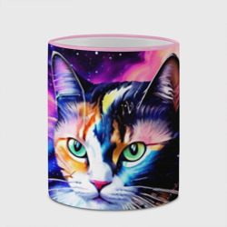 Кружка с полной запечаткой Живописный космический портрет трехцветной кошки - фото 2