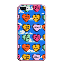Чехол для iPhone 7Plus/8 Plus матовый Конфетки сердечки с любовными посланиями
