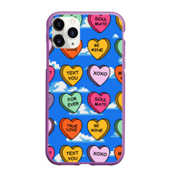 Чехол для iPhone 11 Pro Max матовый Конфетки сердечки с любовными посланиями