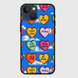 Чехол для iPhone 13 mini Конфетки сердечки с любовными посланиями