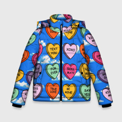 Зимняя куртка для мальчиков 3D Конфетки сердечки с любовными посланиями