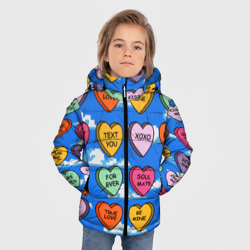 Зимняя куртка для мальчиков 3D Конфетки сердечки с любовными посланиями - фото 2