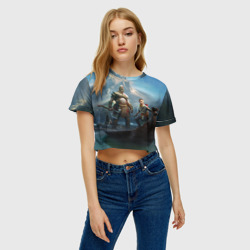 Женская футболка Crop-top 3D Кратос c Атреем - фото 2
