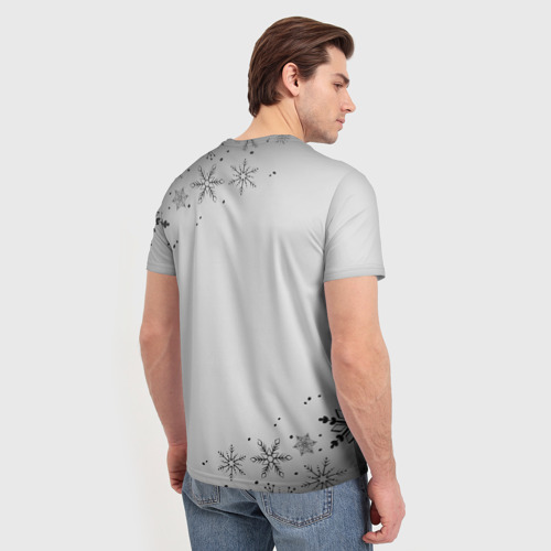 Мужская футболка 3D с принтом Кролик ушки на светлом, вид сзади #2