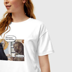 Женская футболка хлопок Oversize Средневековье твоя зарплата - ветка - фото 2