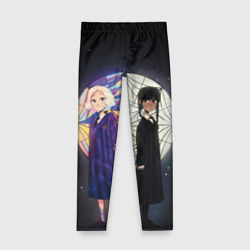 Детские леггинсы 3D Энид и Уэнсдэй на фоне окна