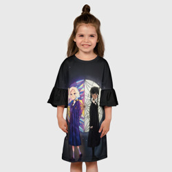 Детское платье 3D Энид и Уэнсдэй на фоне окна - фото 2