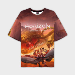 Мужская футболка oversize 3D Horizon forbidden west burning shores dlc