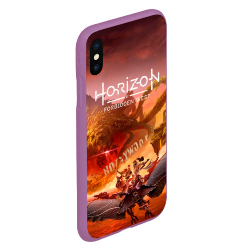 Чехол для iPhone XS Max матовый с принтом Horizon forbidden west burning shores dlc, вид сбоку #3