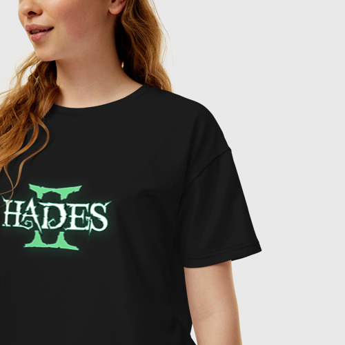 Женская футболка хлопок Oversize Hades 2 logo, цвет черный - фото 3